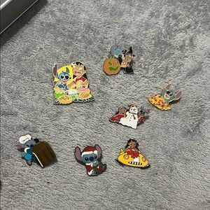 Disney Blue and Red Jewelry Collection of Cartoon Animal Pins